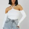 Kaiia HALTERNECK RING DETAIL BODYSUIT ECRU CLOTHING