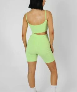 Kaiia CLOTHING BASIC SCOOP NECK CROP TOP LIME