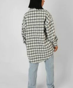 Kaiia OVERSIZED HOUNDSTOOTH SHACKET GREY