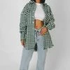Kaiia HOUNDSTOOTH SHACKET FOREST GREEN CLOTHING