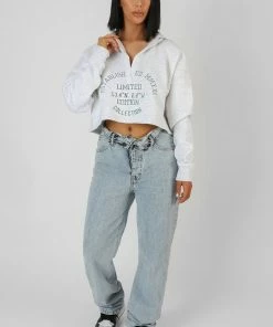 Kaiia LIMITED EDITION EMBROIDERY SWEATSHIRT OATMEAL MARL CLOTHING