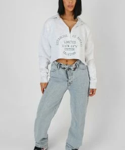 Kaiia LIMITED EDITION EMBROIDERY SWEATSHIRT OATMEAL MARL CLOTHING