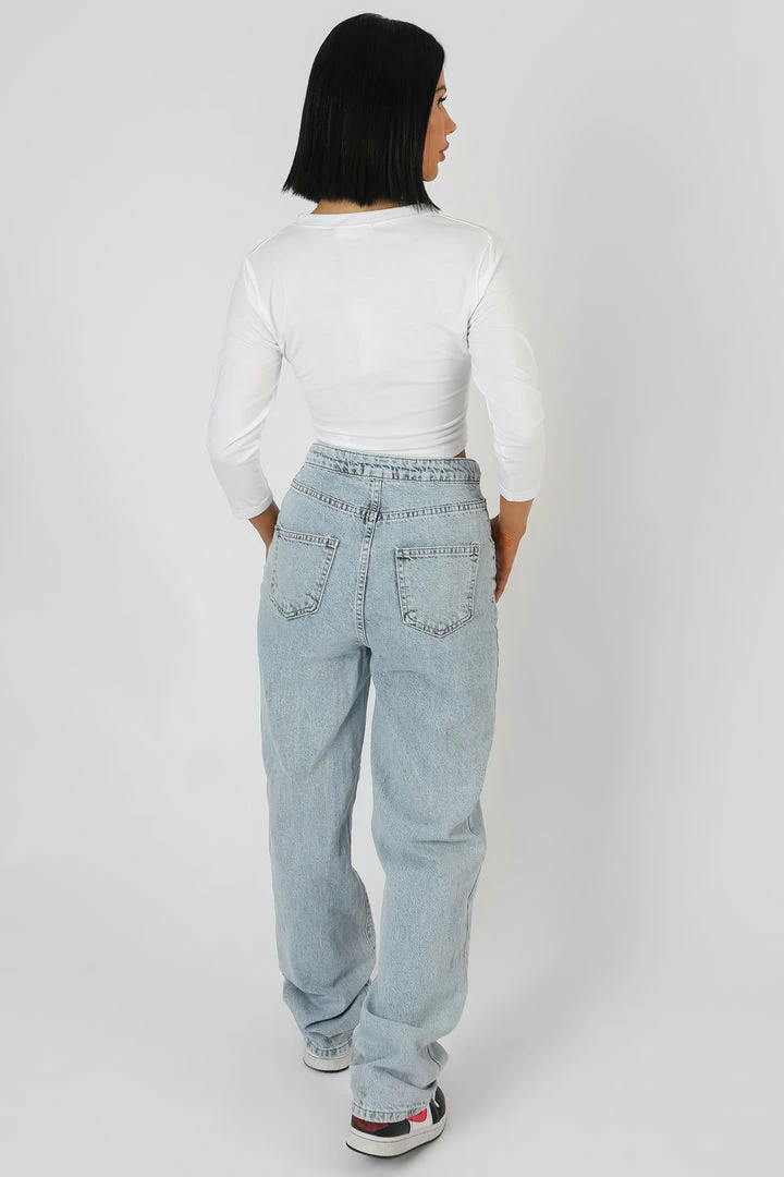 Kaiia BUTTON FRONT LONG SLEEVE CROP TOP WHITE CLOTHING 5 Kaiia BUTTON FRONT LONG SLEEVE CROP TOP WHITE CLOTHING