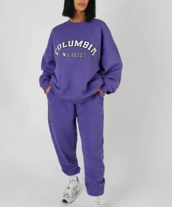 Kaiia EMBROIDERED SLOGAN 90'S JOGGER PURPLE