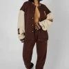 Kaiia LA PALM TREE VARSITY JACKET CHOCOLATE CLOTHING