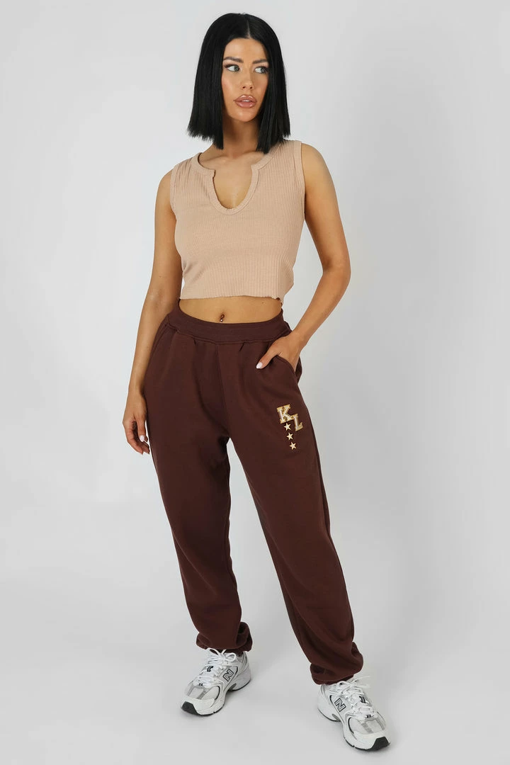 KAIIA VARSITY 90'S JOGGER CHOCOLATE CLOTHING 4 KAIIA VARSITY 90'S JOGGER CHOCOLATE CLOTHING