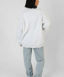 Kaiia CLOTHING LOUISIANA EMBROIDERED SWEATSHIRT OATMEAL MARL