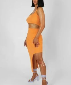 Kaiia EXTREME SPLIT RIBBED MIDI SKIRT MANGO 9 Kaiia EXTREME SPLIT RIBBED MIDI SKIRT MANGO