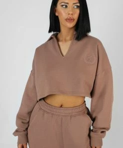 Kaiia OVERSIZED CROPPED POLO SHIRT FRAPPE