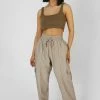 Kaiia SQUARE NECK RIBBED CROP TOP KHAKI