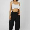 Kaiia SQUARE NECK RIBBED CROP TOP ECRU