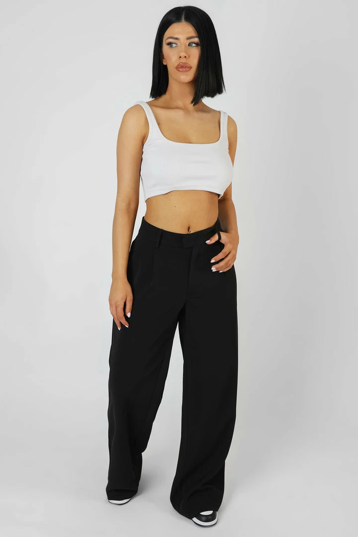 Kaiia SQUARE NECK RIBBED CROP TOP ECRU 3 Kaiia SQUARE NECK RIBBED CROP TOP ECRU