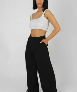 Kaiia MID RISE TAILORED TROUSERS BLACK