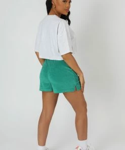 Kaiia TOWELLING RUNNER SHORTS GREEN 11 Kaiia TOWELLING RUNNER SHORTS GREEN