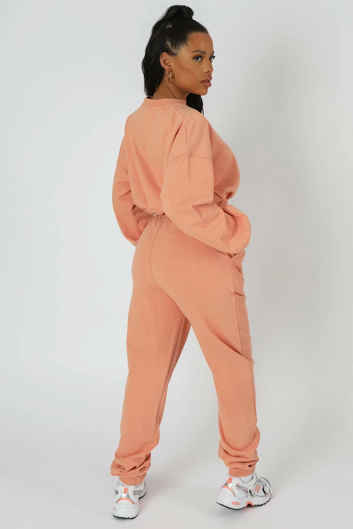 Kaiia SANTA ROSA GATHERED HEM CROPPED SWEATSHIRT PEACH 6 Kaiia SANTA ROSA GATHERED HEM CROPPED SWEATSHIRT PEACH