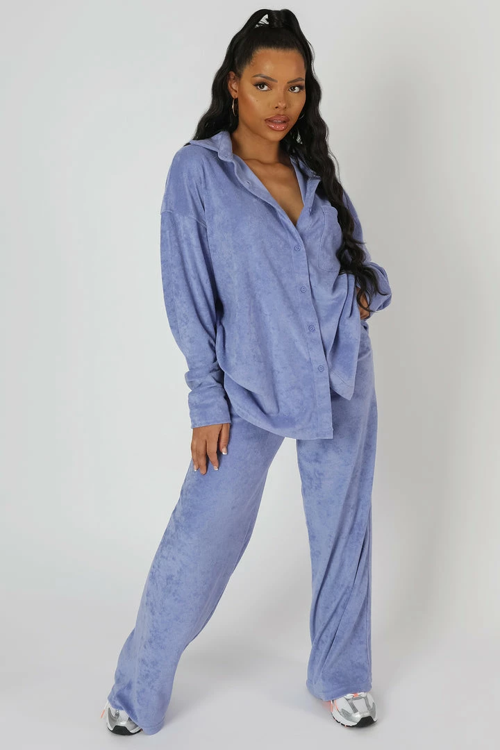 Kaiia TOWELLING WIDE LEG JOGGERS PURPLE 3 Kaiia TOWELLING WIDE LEG JOGGERS PURPLE