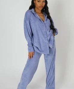 Kaiia OVERSIZED TOWELLING SHIRT PURPLE