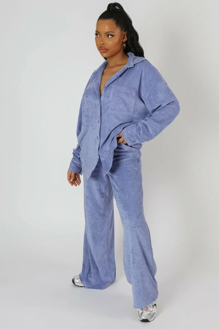 Kaiia TOWELLING WIDE LEG JOGGERS PURPLE 5 Kaiia TOWELLING WIDE LEG JOGGERS PURPLE