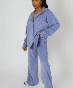 Kaiia OVERSIZED TOWELLING SHIRT PURPLE