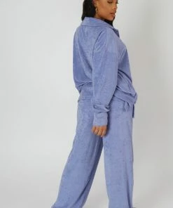 Kaiia TOWELLING WIDE LEG JOGGERS PURPLE 9 Kaiia TOWELLING WIDE LEG JOGGERS PURPLE