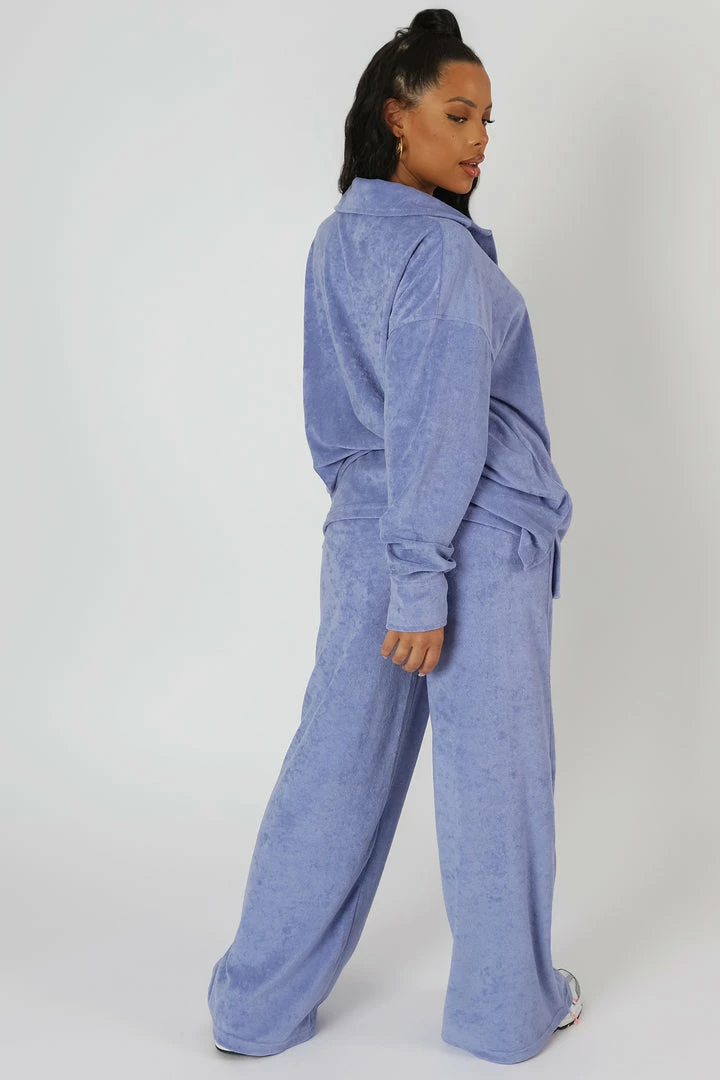 Kaiia TOWELLING WIDE LEG JOGGERS PURPLE 6 Kaiia TOWELLING WIDE LEG JOGGERS PURPLE