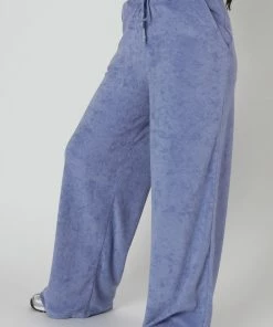 Kaiia TOWELLING WIDE LEG JOGGERS PURPLE