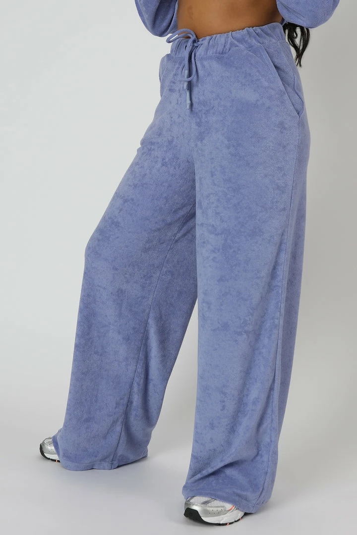 Kaiia TOWELLING WIDE LEG JOGGERS PURPLE 4 Kaiia TOWELLING WIDE LEG JOGGERS PURPLE