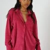 Kaiia CLOTHING OVERSIZED TOWELLING SHIRT PINK