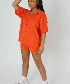 Kaiia TOWELLING RUNNER SHORTS ORANGE