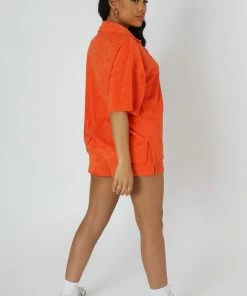 Kaiia TOWELLING RUNNER SHORTS ORANGE