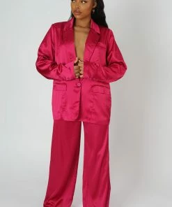 Kaiia SATIN WIDE LEG TAILORED TROUSERS PINK 14 Kaiia SATIN WIDE LEG TAILORED TROUSERS PINK