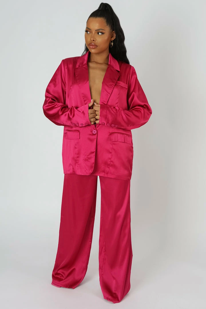 Kaiia SATIN WIDE LEG TAILORED TROUSERS PINK 7 Kaiia SATIN WIDE LEG TAILORED TROUSERS PINK