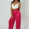 Kaiia SATIN WIDE LEG TAILORED TROUSERS PINK