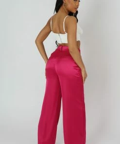 Kaiia SATIN WIDE LEG TAILORED TROUSERS PINK