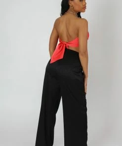 Kaiia SATIN ZEBRA PRINT WIDE LEG TROUSERS BLACK CLOTHING