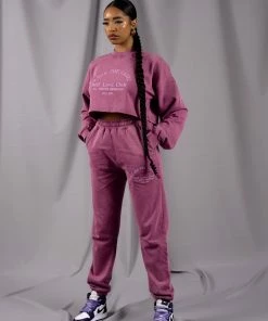 Kaiia SELF LOVE CLUB EMBROIDERY JOGGERS PURPLE