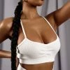 Kaiia ATHLEISURE CROSS BACK RIBBED BRALET WHITE CLOTHING
