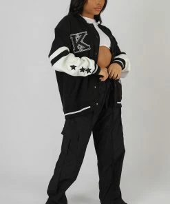 CLOTHING KAIIA LOGO VARSITY JACKET BLACK