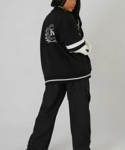 CLOTHING KAIIA LOGO VARSITY JACKET BLACK