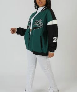Kaiia SEATTLE VARSITY JACKET FOREST GREEN CLOTHING 15 Kaiia SEATTLE VARSITY JACKET FOREST GREEN CLOTHING
