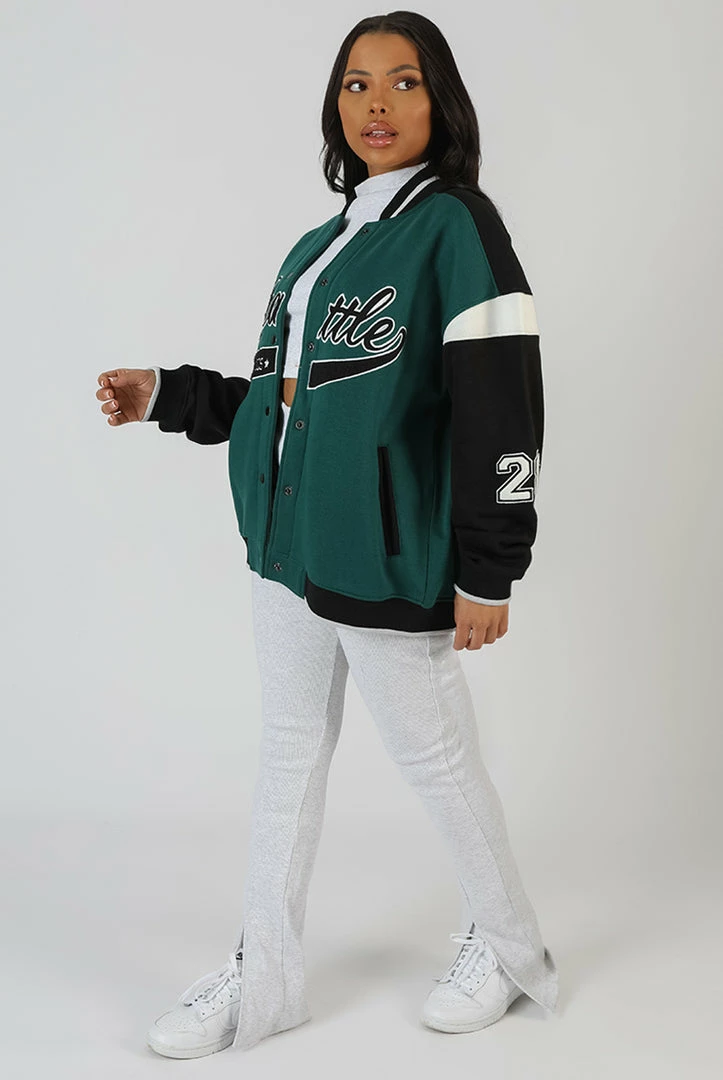 Kaiia SEATTLE VARSITY JACKET FOREST GREEN CLOTHING 8 Kaiia SEATTLE VARSITY JACKET FOREST GREEN CLOTHING