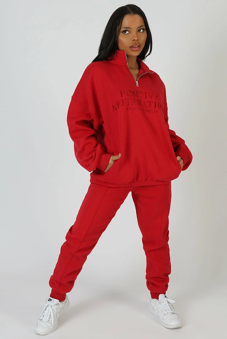 Kaiia CLOTHING SEAM FRONT 90S JOGGERS RED 3 Kaiia CLOTHING SEAM FRONT 90S JOGGERS RED