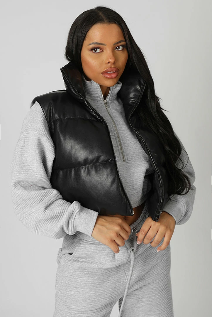 Kaiia PU CROPPED GILET BLACK CLOTHING 4 Kaiia PU CROPPED GILET BLACK CLOTHING