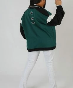 Kaiia SEATTLE VARSITY JACKET FOREST GREEN CLOTHING 17 Kaiia SEATTLE VARSITY JACKET FOREST GREEN CLOTHING