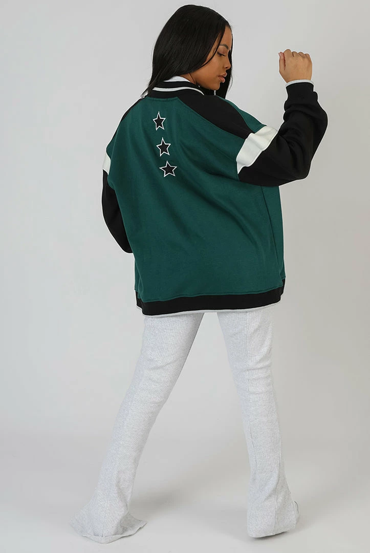 Kaiia SEATTLE VARSITY JACKET FOREST GREEN CLOTHING 10 Kaiia SEATTLE VARSITY JACKET FOREST GREEN CLOTHING