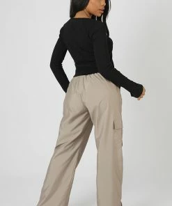 KAIIA TRIM RIBBED TOP BLACK CLOTHING