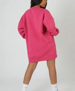 KAIIA EMBROIDERED SWEAT DRESS PINK