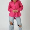 Kaiia CLOTHING OVERSIZED POCKET POPLIN SHIRT PINK