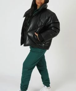 Kaiia CLOTHING PU QUILTED PUFFER JACKET BLACK 9 Kaiia CLOTHING PU QUILTED PUFFER JACKET BLACK