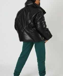 Kaiia CLOTHING PU QUILTED PUFFER JACKET BLACK 10 Kaiia CLOTHING PU QUILTED PUFFER JACKET BLACK